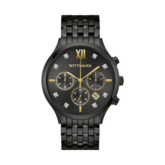 Wittnauer Black Tie 44MM Diamond Dial Black Chronograph Watch. WN3110