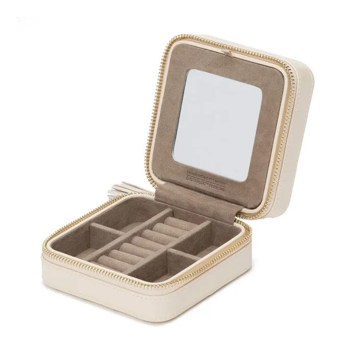 Wolf Caroline zip travel case in ivory leather | LEPAGE