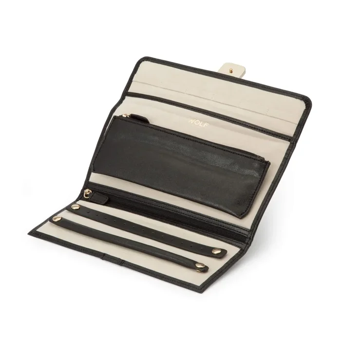 Wolf Palermo jewelry roll in black anthracite leather | LEPAGE