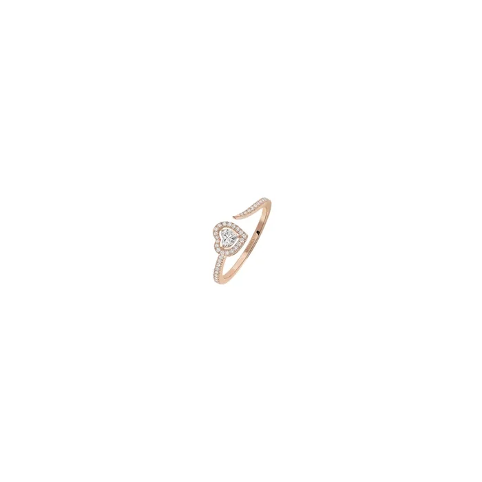 Woman ring messika Joy heart Paved pink gold diamonds 11438R – Lepage