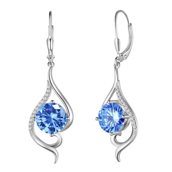Women Dangle Earrings Tanzanite December Birthstone Earring Blue Sterling Silver Leverback Tail Jewelry Christmas Valentine Birthday Mothers Day Gift for Her/Wife
