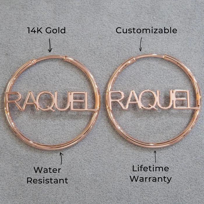 Women Jewelry – 14K Rose Gold Hoop Earrings | Style # E12