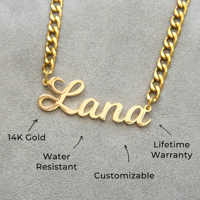 Women Jewelry – Gold Name Necklace | Style # N04