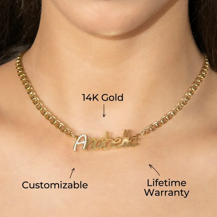 Women Jewelry – Iced Out VVS Name Necklace | Style # N44
