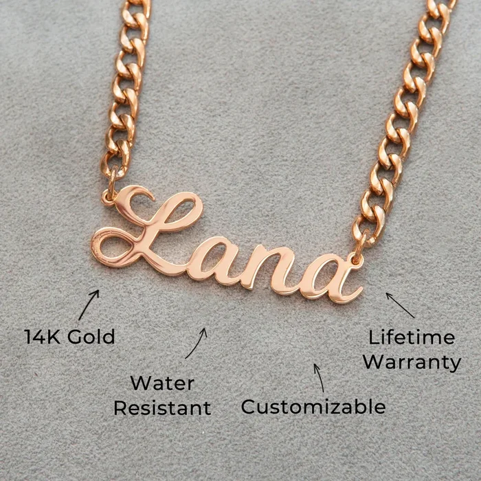 Women Jewelry – Rose Gold Name Necklace | Style # N04