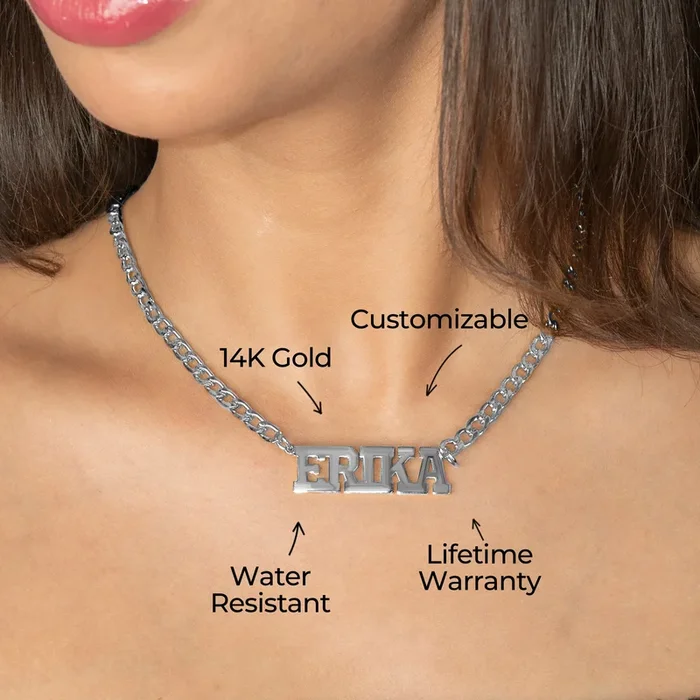 Women Jewelry – White Gold Name Necklace | Style # N07