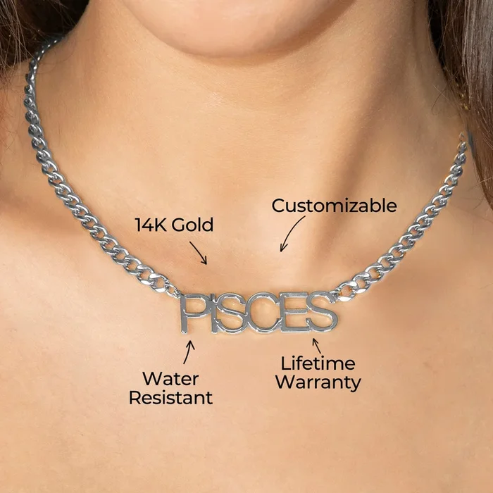 Women Jewelry – White Gold Name Necklace | Style # N08