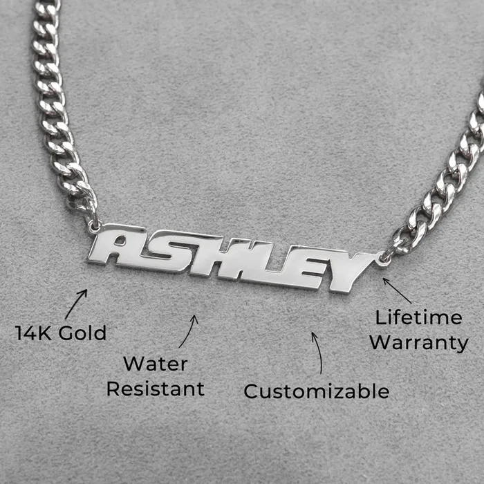 Women Jewelry – White Gold Name Necklace | Style # N13