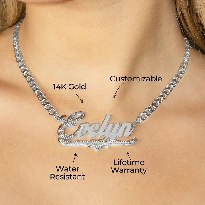 Women Jewelry – White Gold Name Necklace | Style # N19