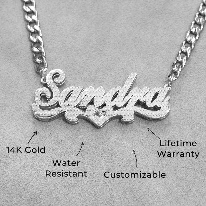 Women Jewelry – White Gold Name Necklace | Style # N20