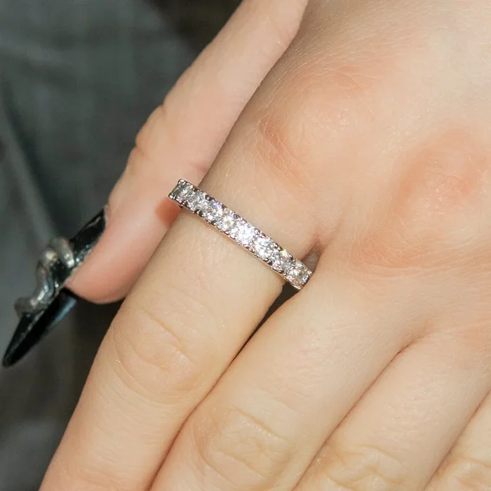 Womens Jewelry – 14K Gold Iced Out VVS Eternity Ring | 6.3 Grams