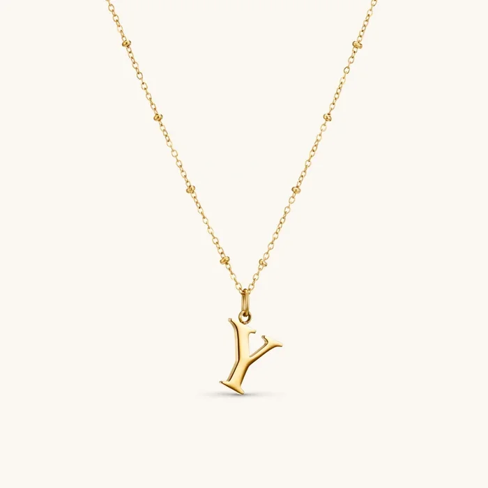 Y Initial Pendant Necklace Gold