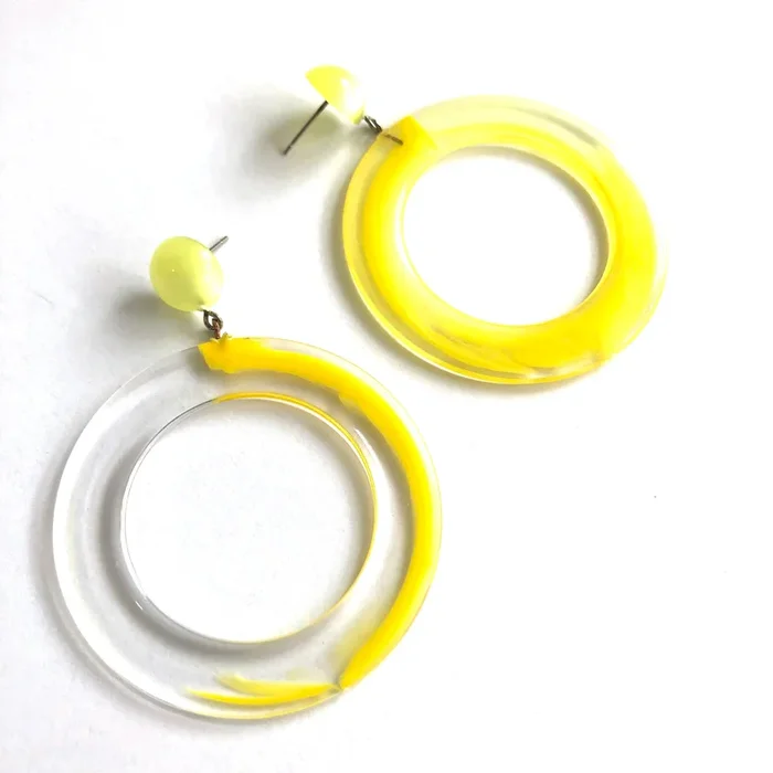 Yellow 80’s Bubble Gum Donut Drop Earrings