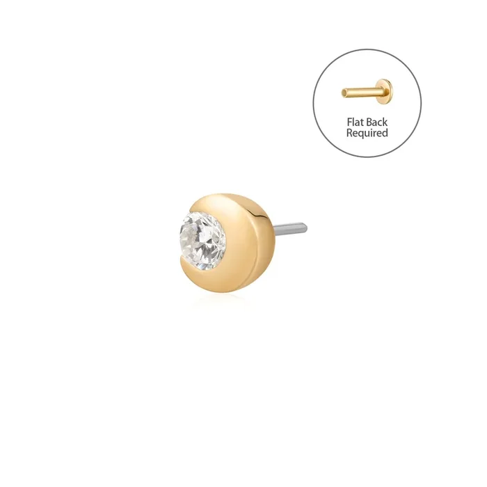 ZINNIA | Bezel Half Moon Lab Grown Diamond Threadless Flatback Earring