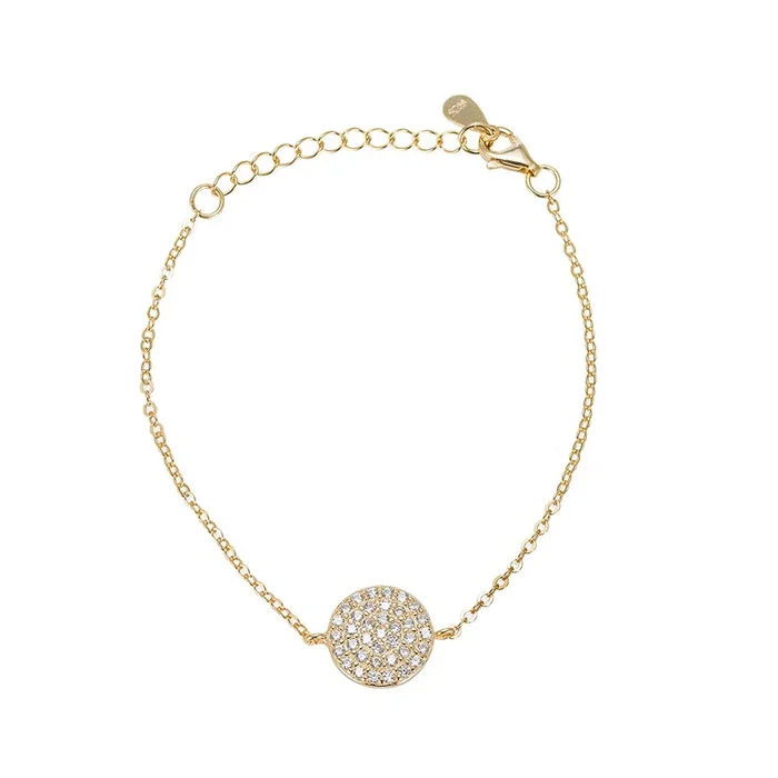 Zirconia Disc Sterling Silver Bracelet